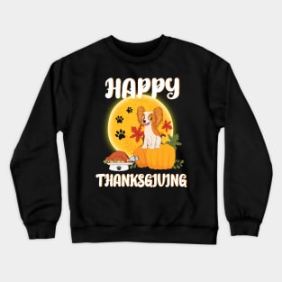 Papillon Seeing Turkey Dish Happy Halloween Thanksgiving Merry Christmas Day Crewneck Sweatshirt